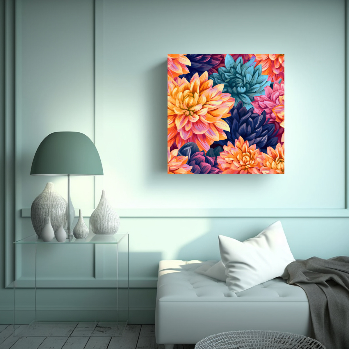 CUADRO CREATIVO DE ARMONÍA EN CAMPOS DE DAHLIA 90X90 CM - 2