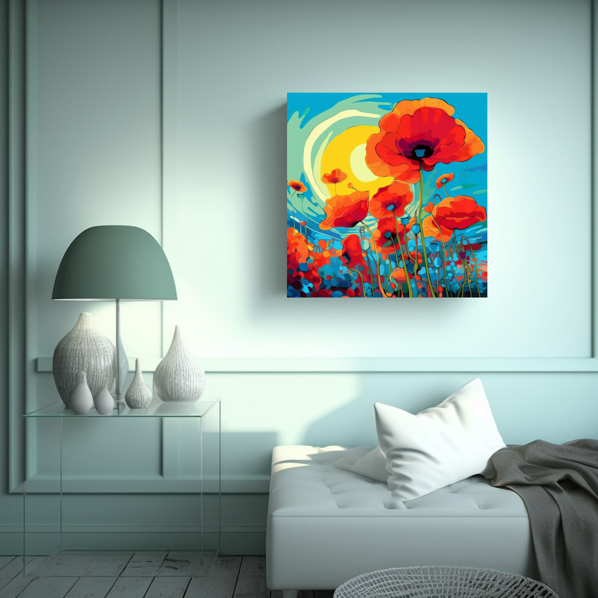 EXPRESIÓN INTENSA: LIENZO DE AMAPOLAS AL ESTILO 70X70 CM - 2