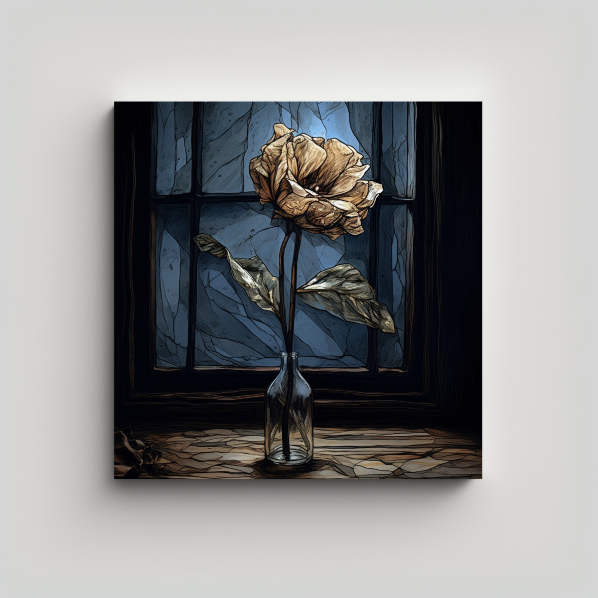 CUADRO DECORATIVO VALTER: FLOR MARCHITA Y DESOLADA 30X30 CM - 1