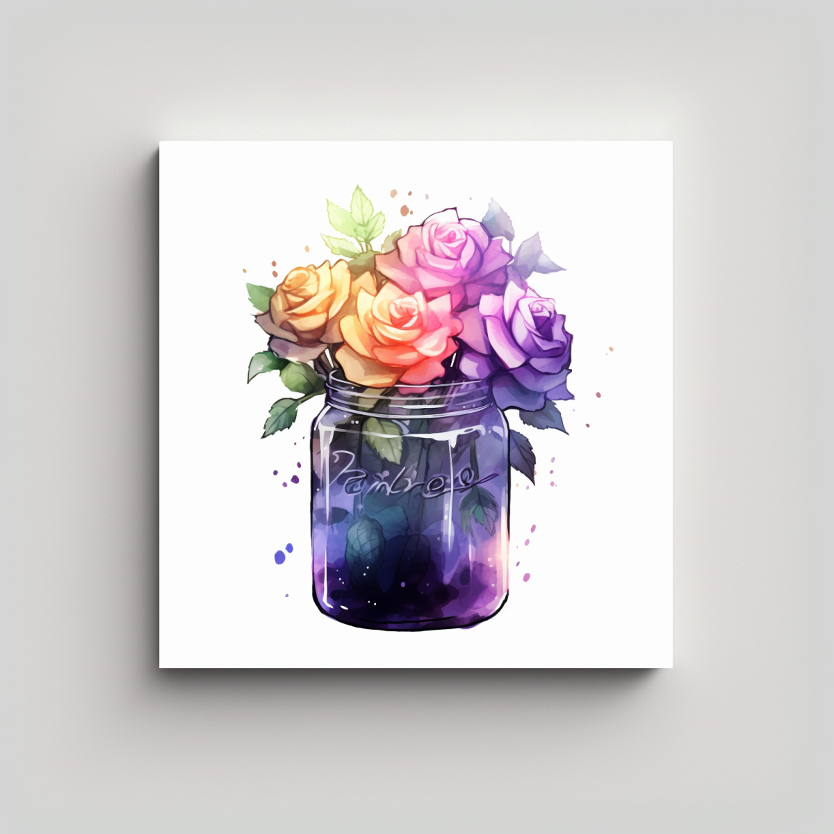 CUADRO DECORATIVO DE LIENZO: MOVIMIENTO Y BOUQUET 100X100 CM - 1