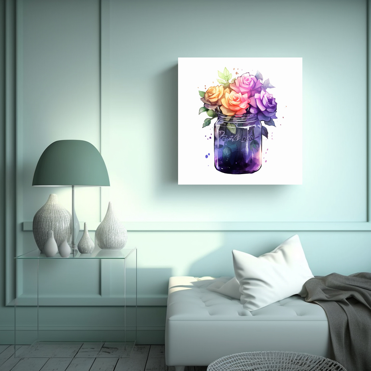 CUADRO DECORATIVO DE LIENZO: MOVIMIENTO Y BOUQUET 100X100 CM - 2