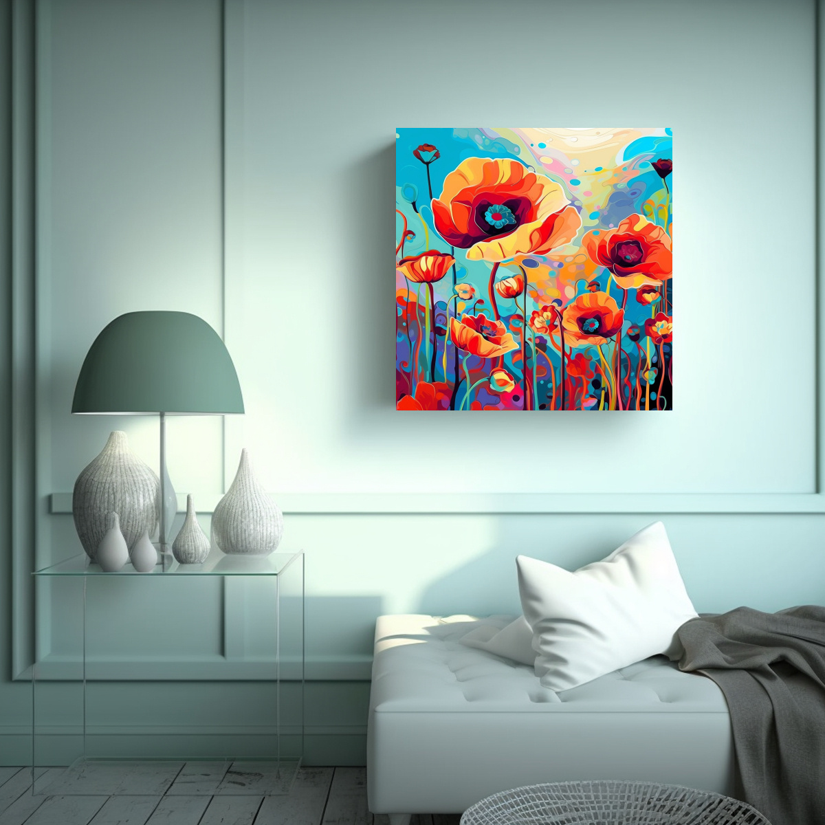 CUADRO MODERNO DE DORMITORIO AL ESTILO PETER MAX 40X40 CM - 2
