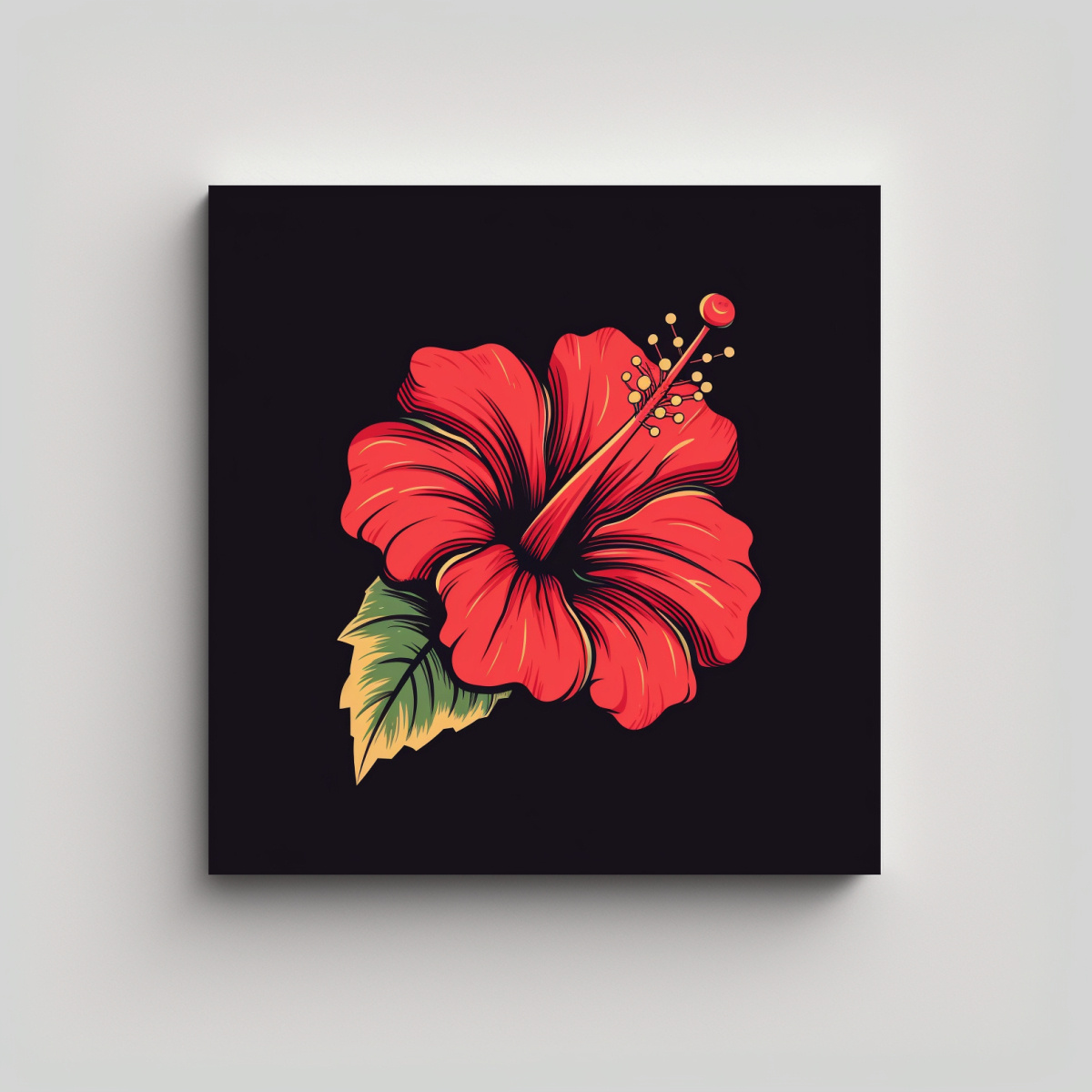 DISEÑO MINIMALISTA VINTAGE DE HIBISCO: CUADROS 90X90 CM - 1
