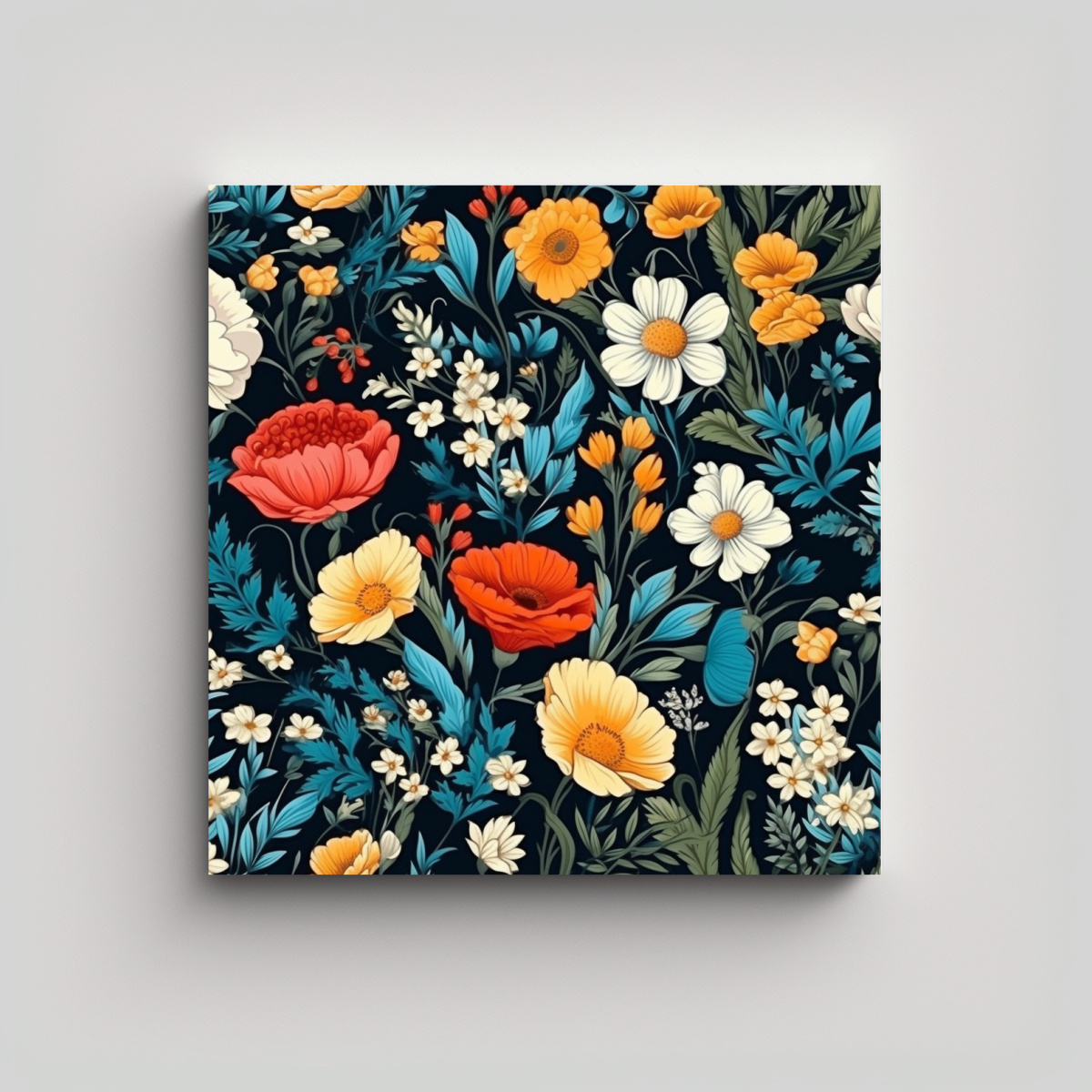 PATRÓN FLORAL VIBRANTE EN ARTE ÚNICO 20X20 CM - 1