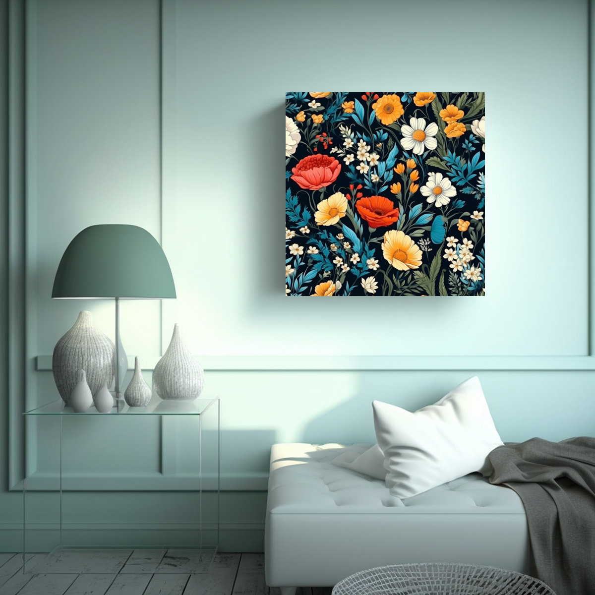 PATRÓN FLORAL VIBRANTE EN ARTE ÚNICO 20X20 CM - 2