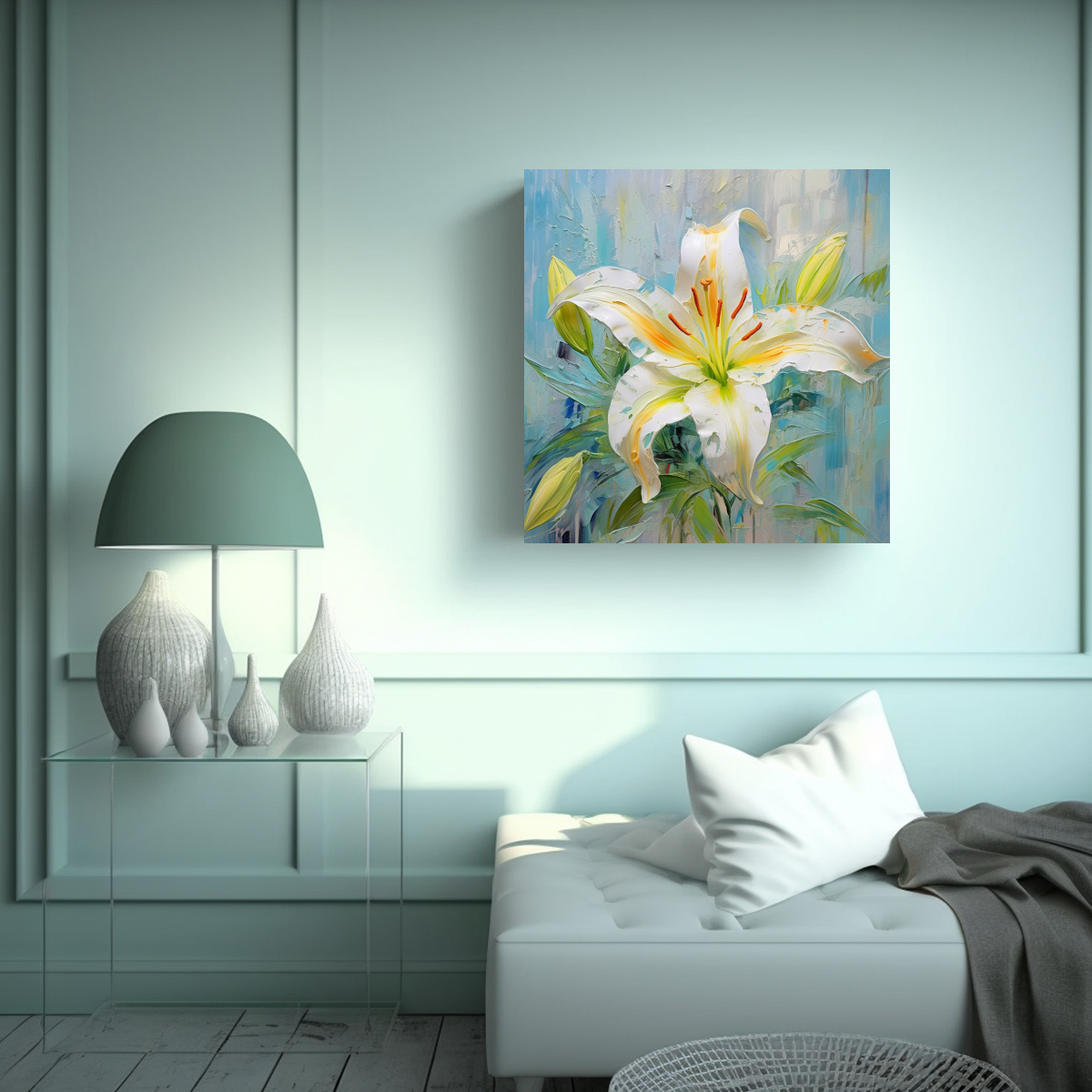 FOTOGRAFÍA DE LIRIO COLORIDO CON PIGMENTO 70X70 CM - 2