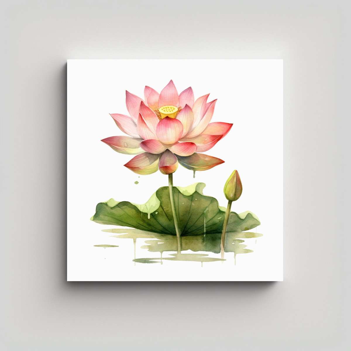 ACUARELA DE LOTO ELEGANTE: COMPOSICIÓN EN ESTILO 50X50 CM - 1