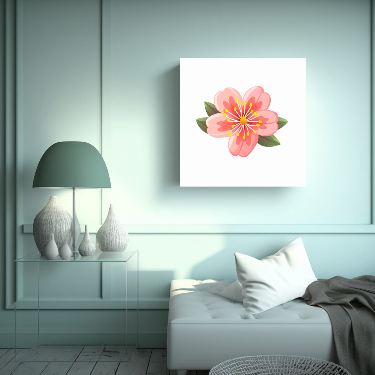 ILUSTRACIÓN VECTORIAL FLAT DE FLOR EN CANVA 100X100 CM - 2
