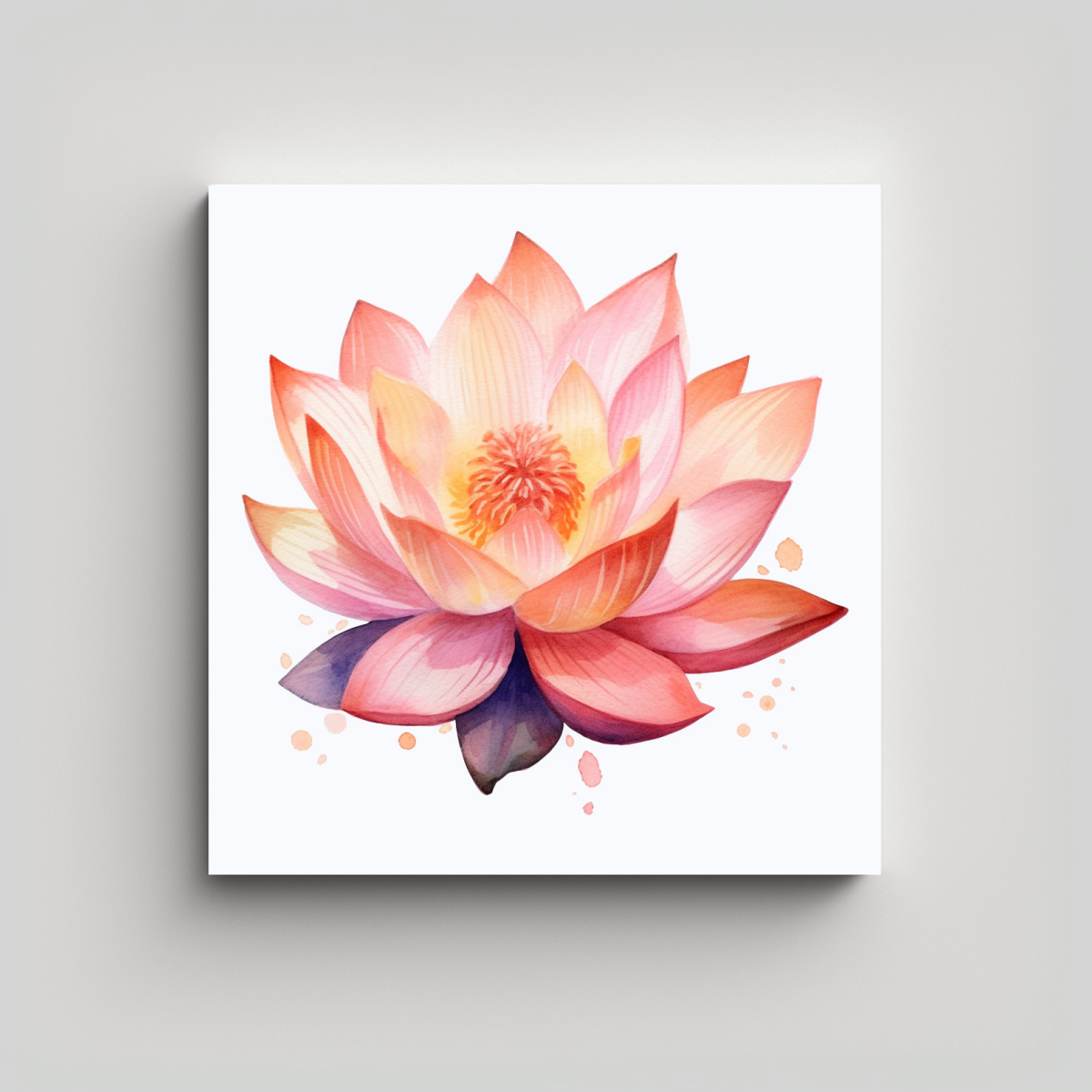 COMPOSICIÓN EQUILIBRADA DE LOTO EN ACUARELA: 30X30 CM - 1