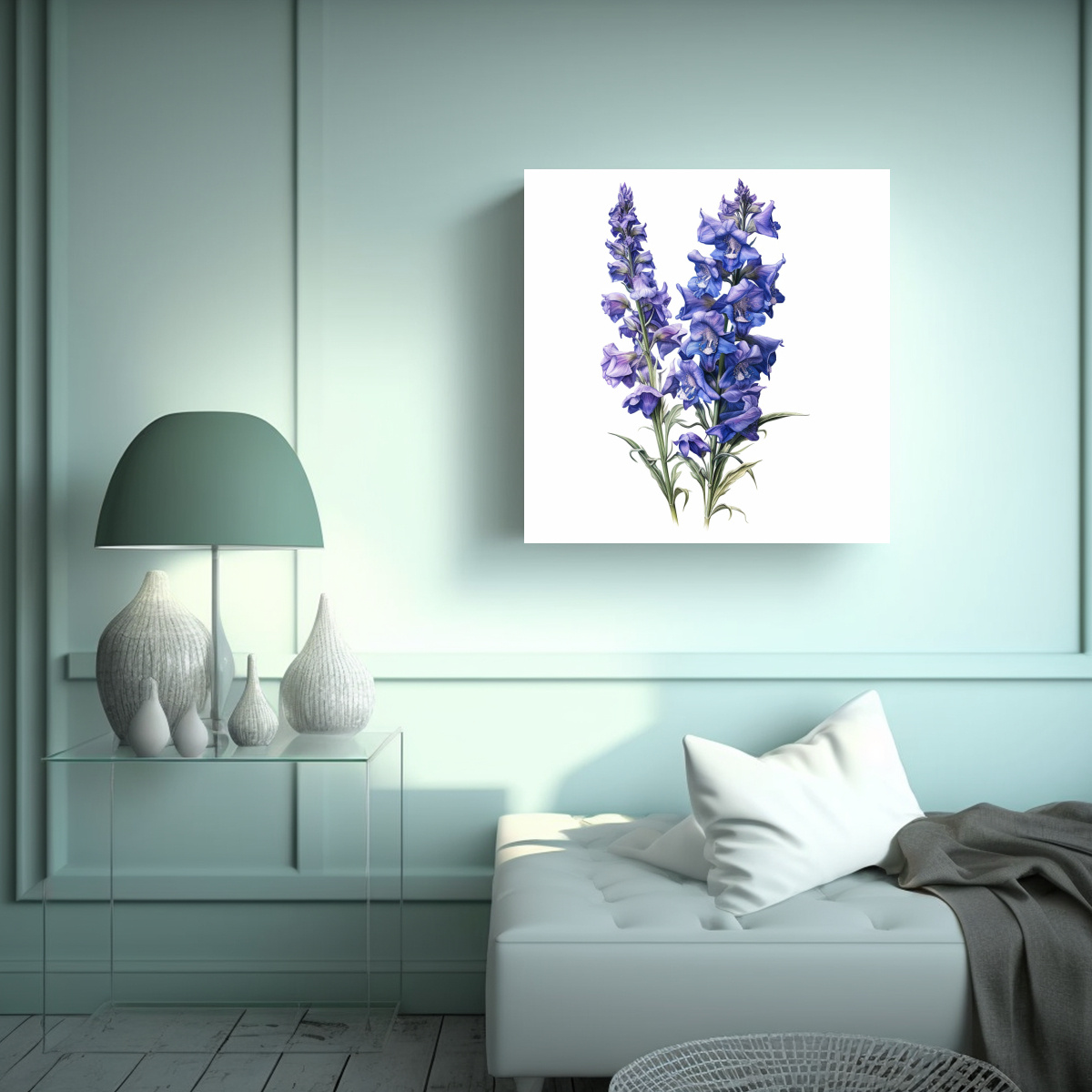 CUADRO HYPER REALISTA DE LARKSPUR PREMIADO - 70X70 CM - 2