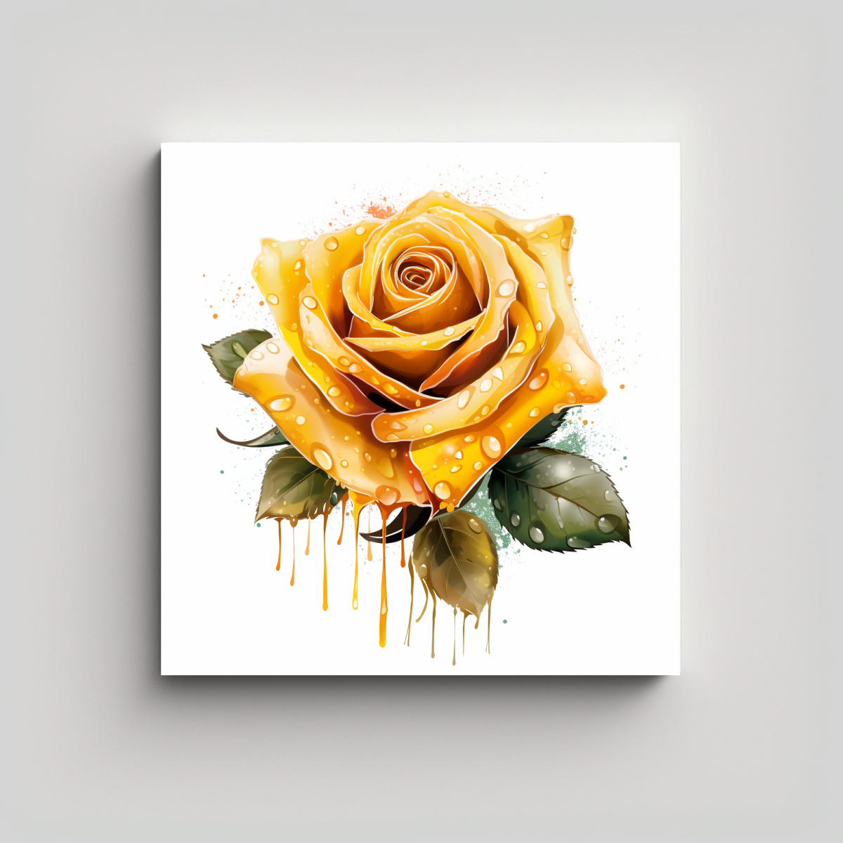 CUADRO DECORATIVO: IMAGEN DE ROSA AMARILLA EN 100X100 CM - 1