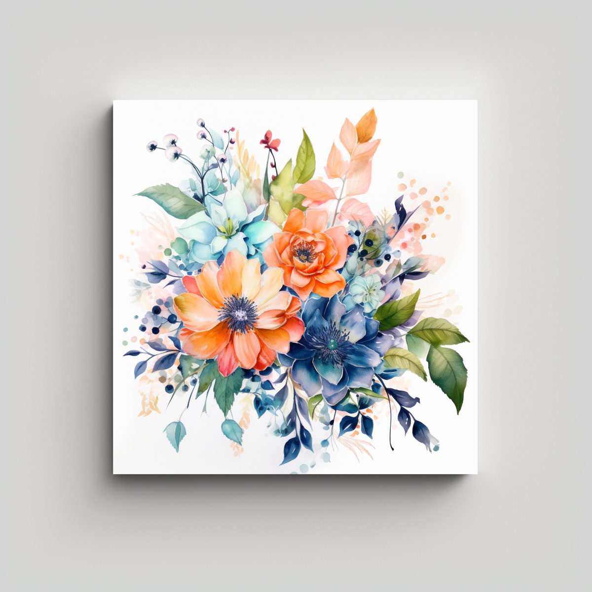 CUADRO MODERNO DE FLORES Y HOJAS: ESTÉTICA 80X80 CM - 1