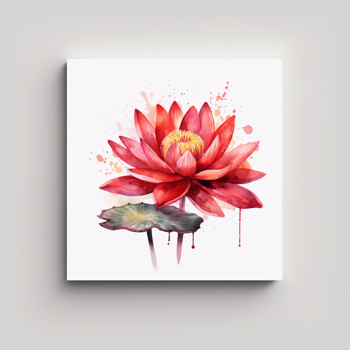 CUADRO DECORATIVO CLÁSICO - FLOR DE LOTO ROJA EN 70X70 CM - 1