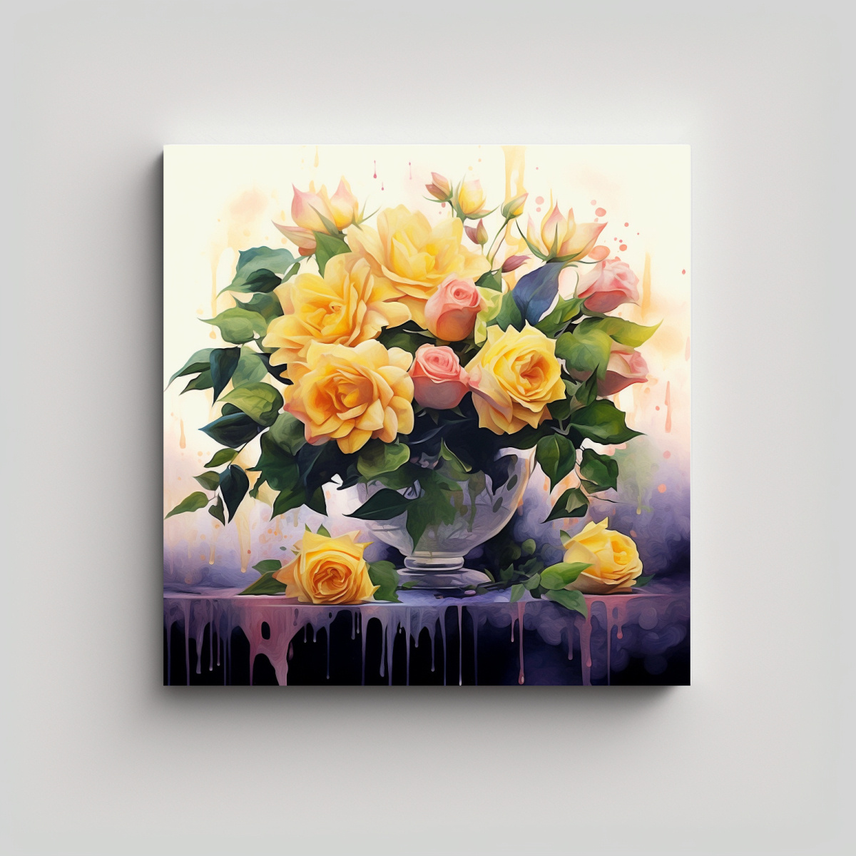 CUADROS DECORATIVOS ESTÉTICOS CON ROSAS 90X90 CM - 1