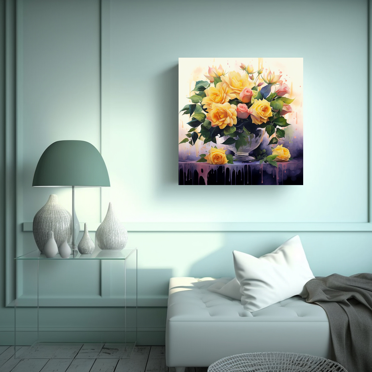 CUADROS DECORATIVOS ESTÉTICOS CON ROSAS 90X90 CM - 2