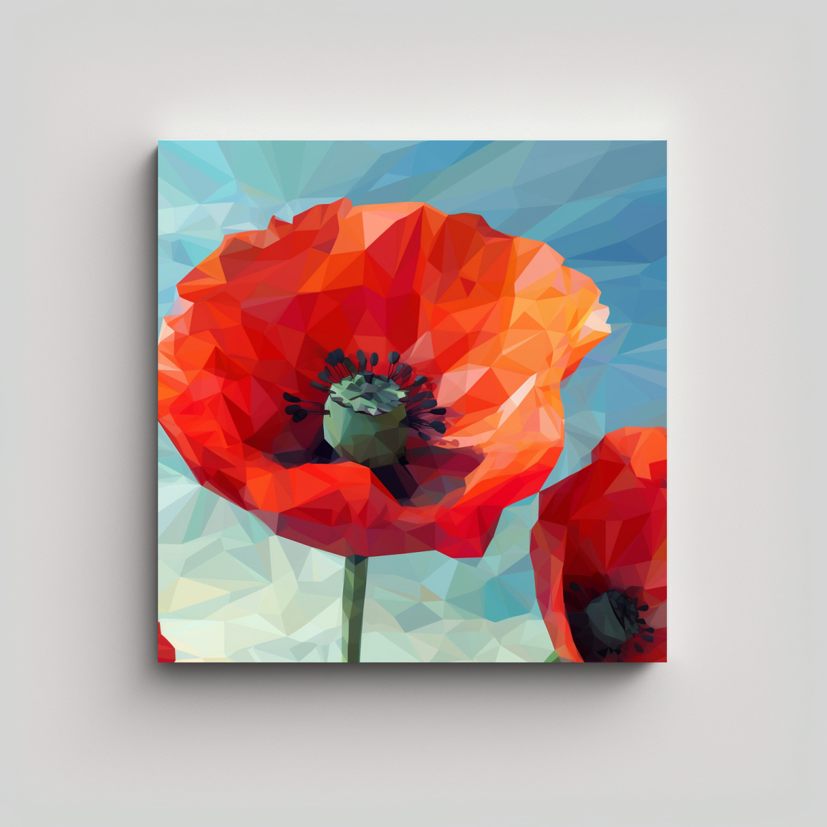 FANTÁSTICO VECTOR POPPY LOW POLY: COMPOSICIÓN 80X80 CM - 1