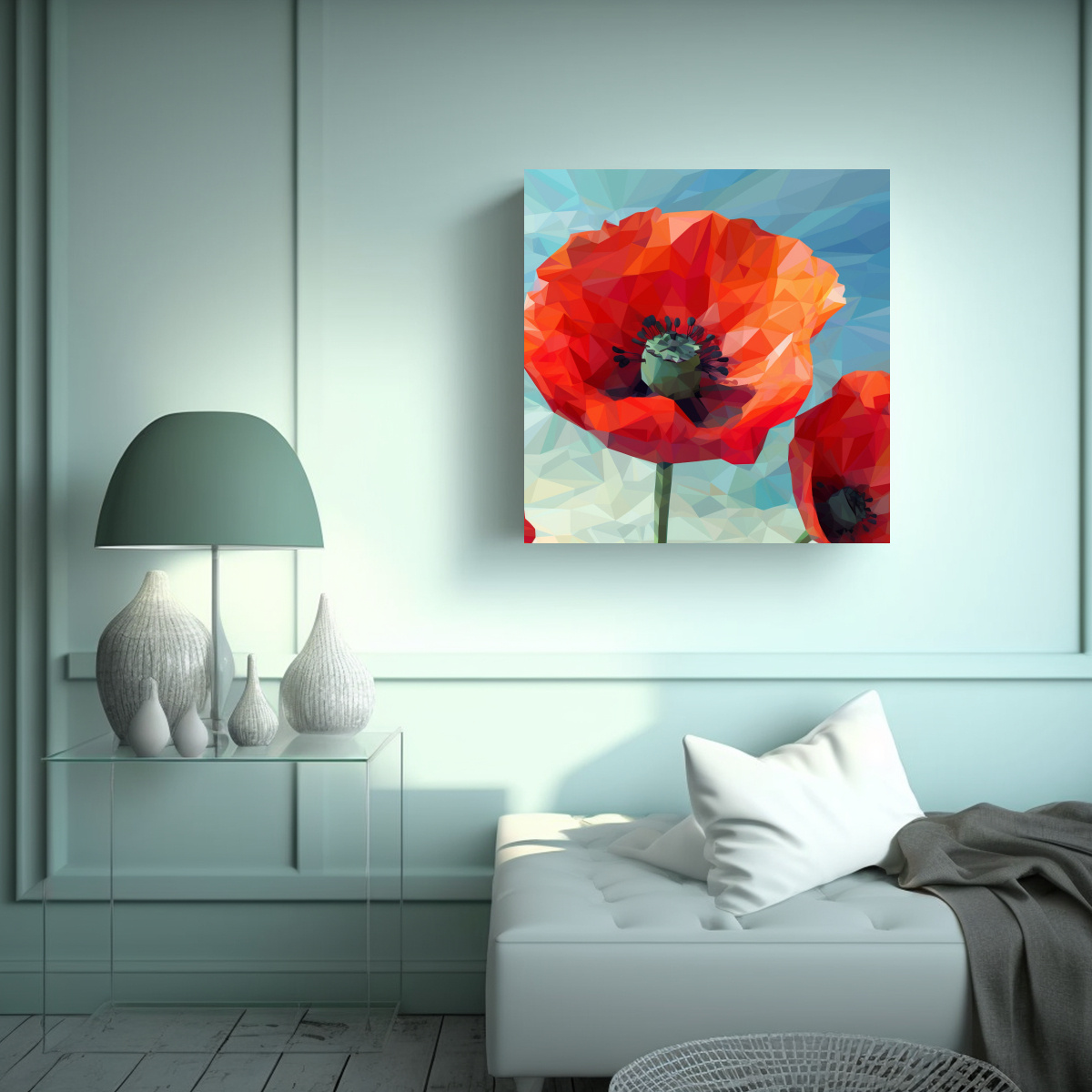 FANTÁSTICO VECTOR POPPY LOW POLY: COMPOSICIÓN 80X80 CM - 2