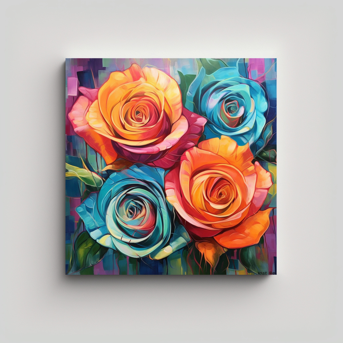CUADRO DECORATIVO DE ROSAS GRANDES: RESISTENTE Y 20X20 CM - 1