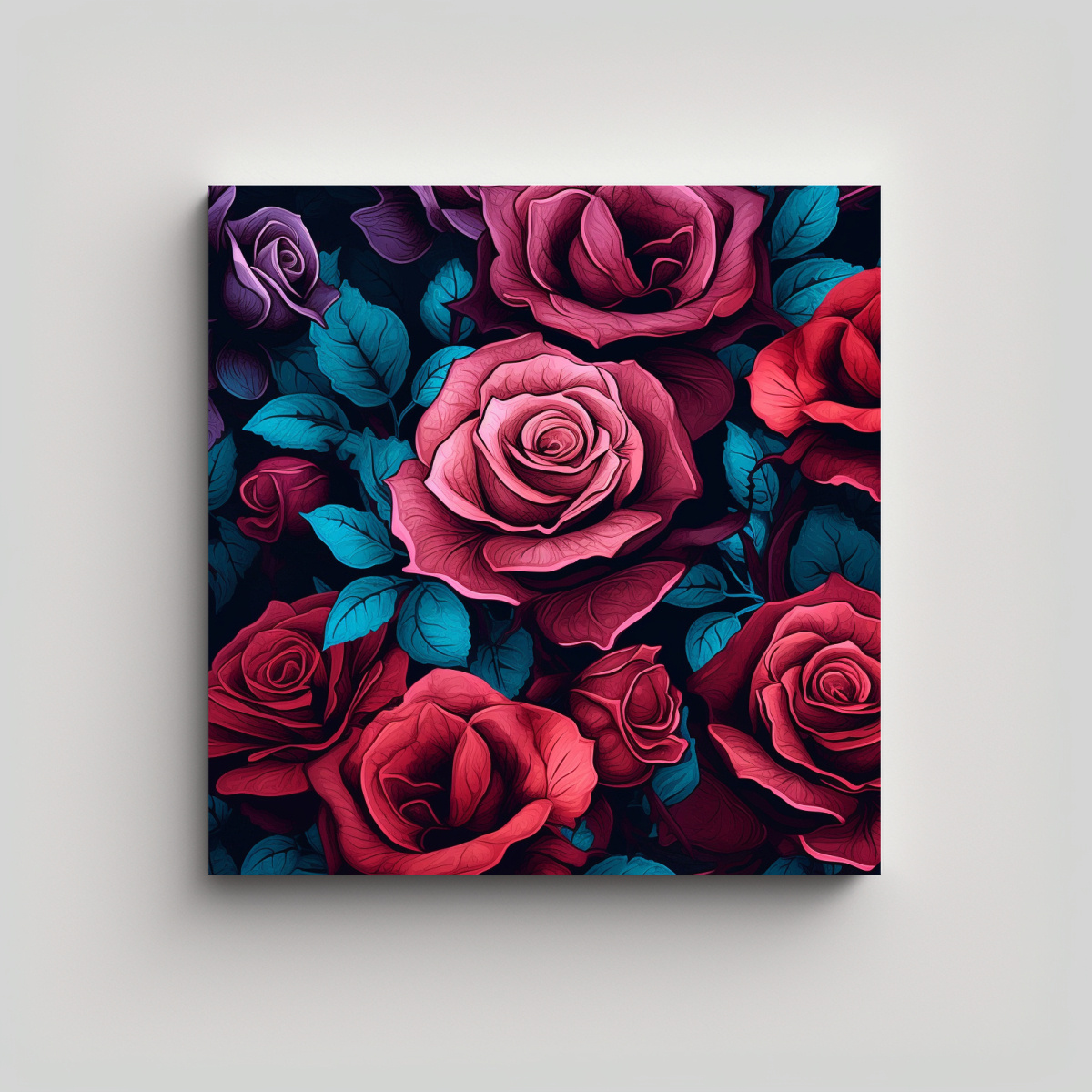 CLÁSICO LIENZO DE TELA CON FONDO DE ROSAS 20X20 CM - 1