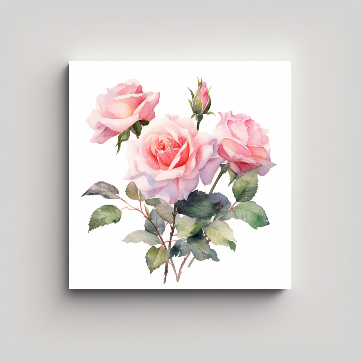 OBRA MAESTRA EN TELA: ROSA ACUARELA AISLADA Y 100X100 CM - 1