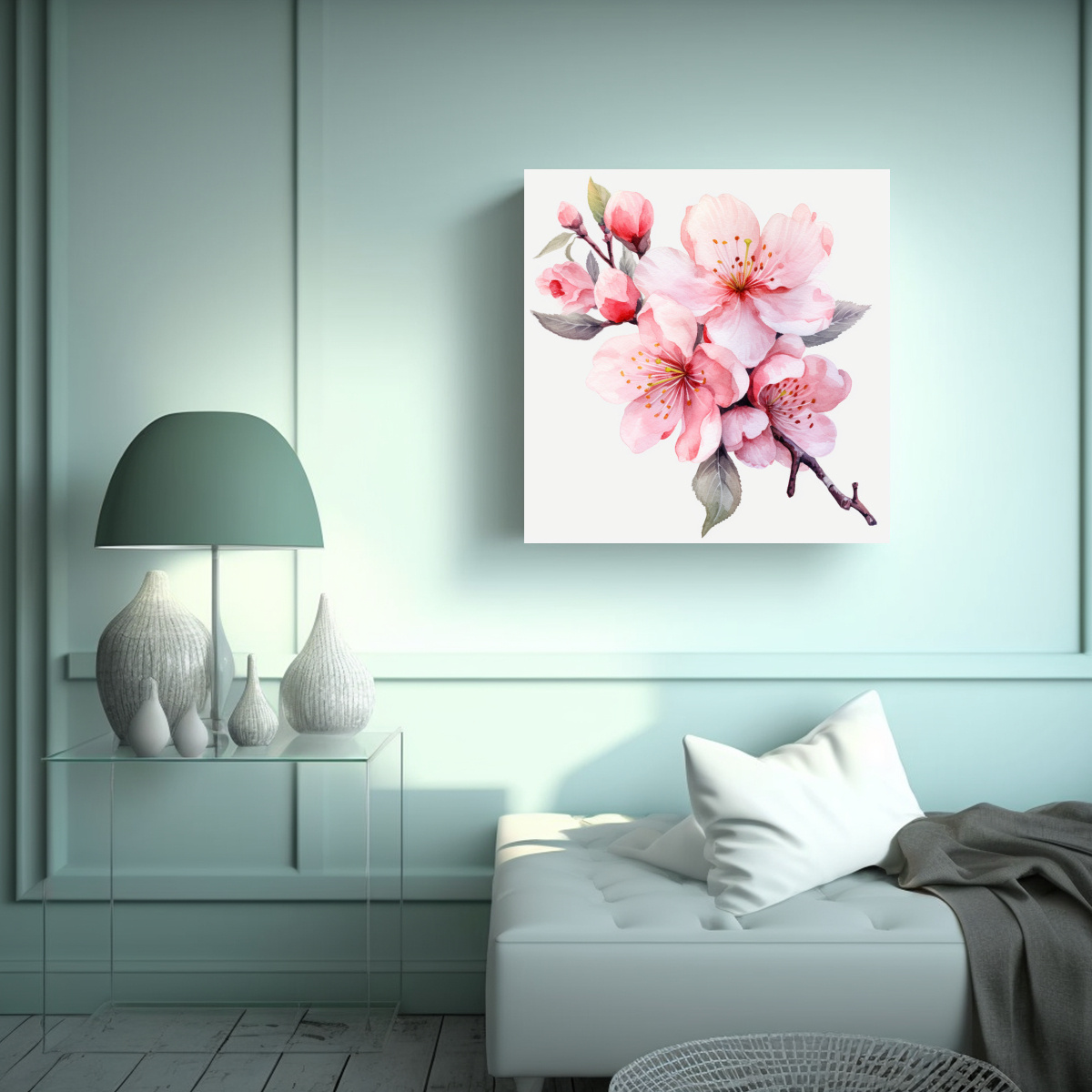 PINTURA DECORATIVA CANVA TEMÁTICA SAKURA 90X90 CM - 2