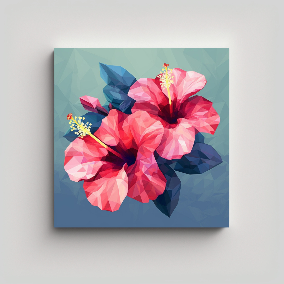 ILUSTRACIÓN DE HIBISCUS EN LIENZO DE TELA CON 90X90 CM - 1
