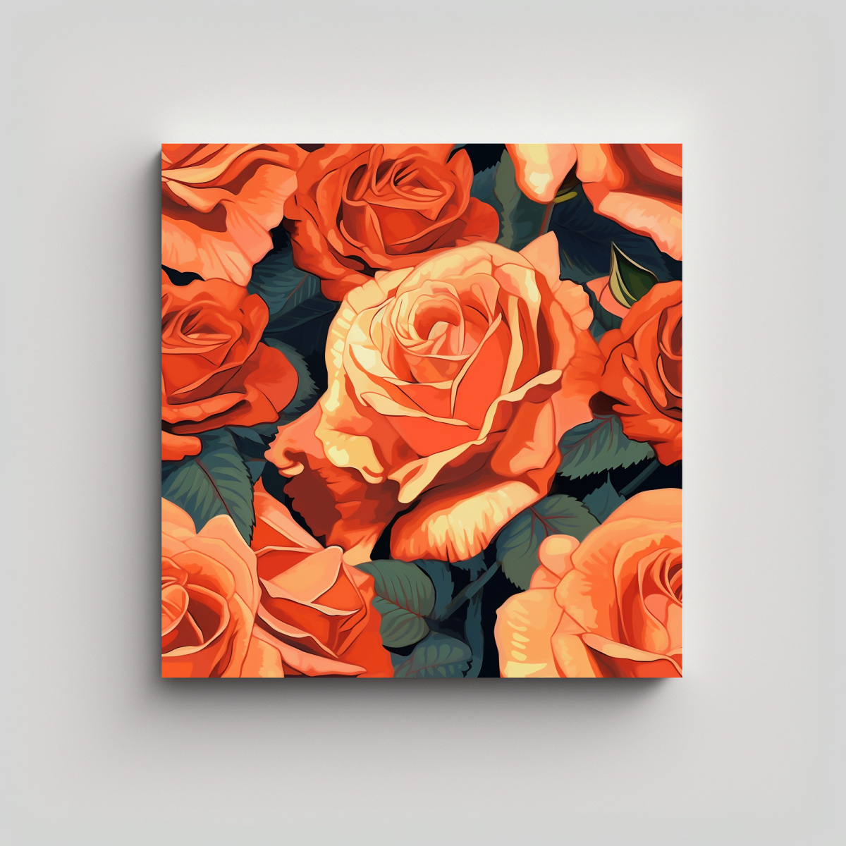 CUADRO DECORATIVO DE ROSAS GRANDES Y DETALLADAS 100X100 CM - 1
