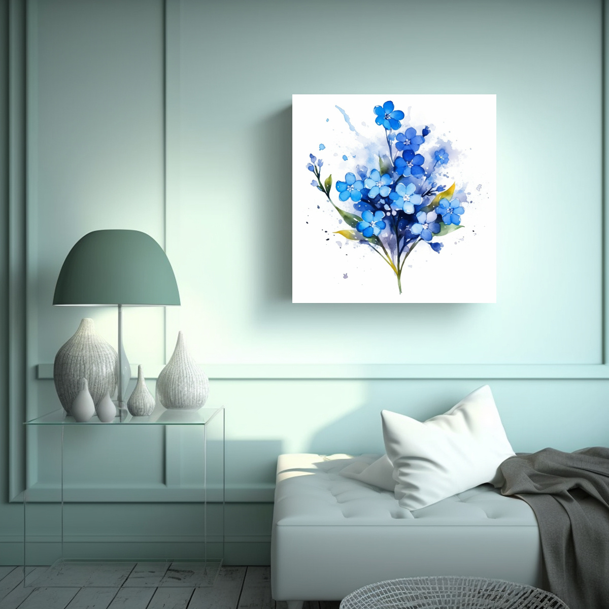 PATRÓN SIMÉTRICO Y SPLASH DE FLOR FORGET-ME-NOT 30X30 CM - 2