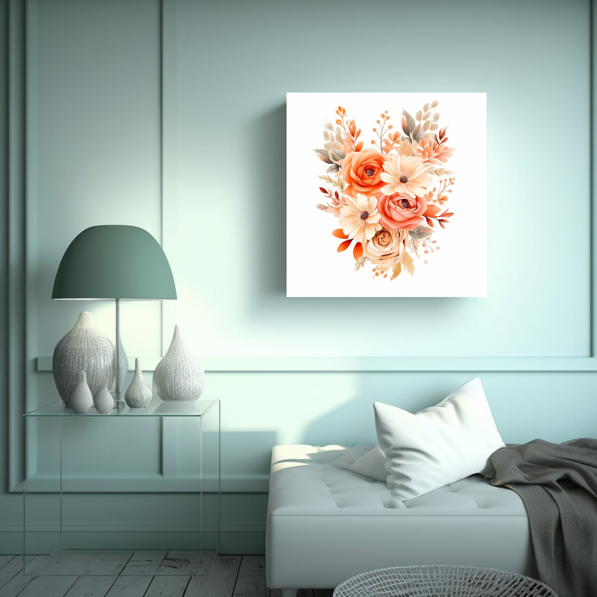 DISEÑO DE CUADROS DE ARTE ABSTRACTO Y FLORES DE 70X70 CM - 2