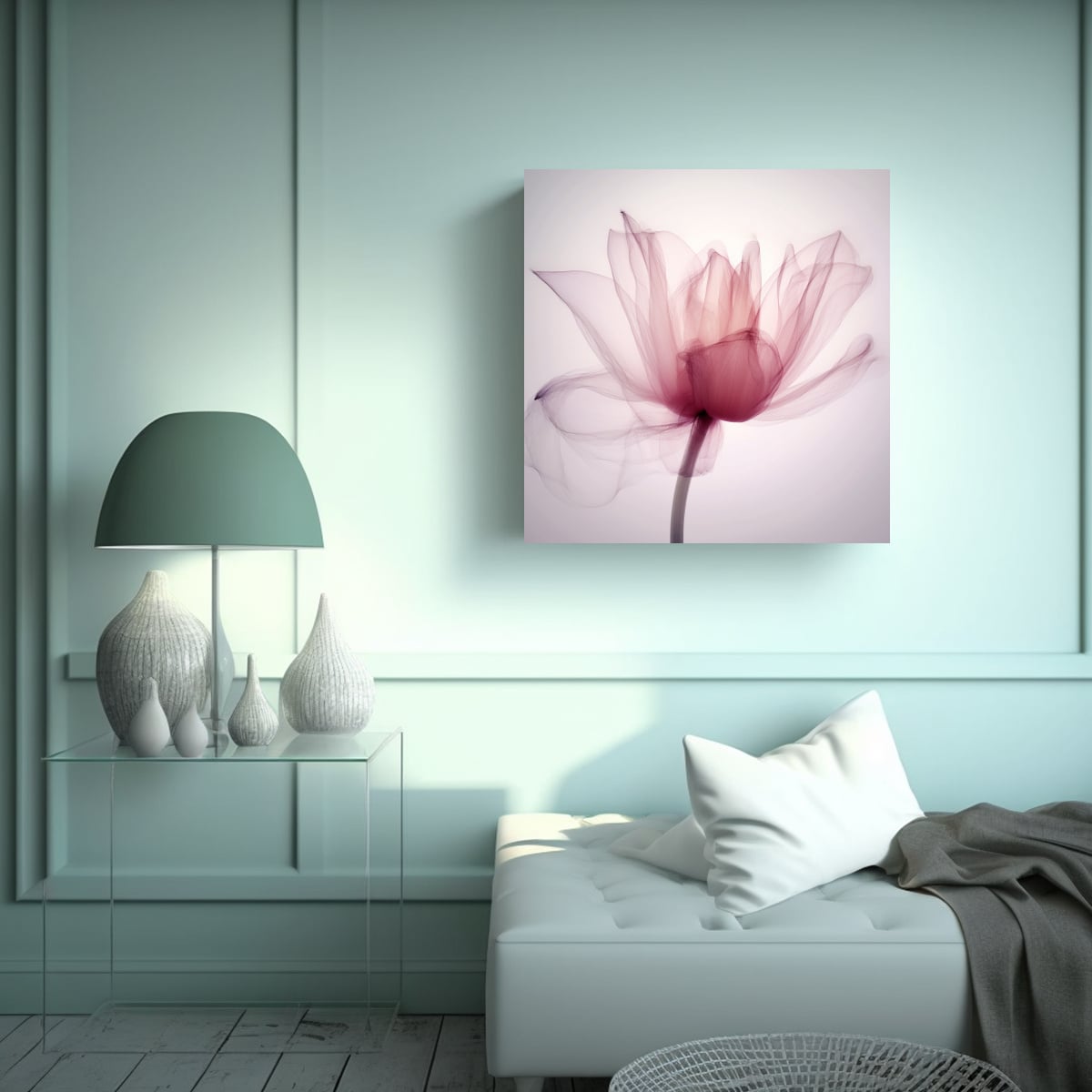 ESPECTACULAR LIENZO DE ALEGRÍA: MACRO DE LOTO 90X90 CM - 2