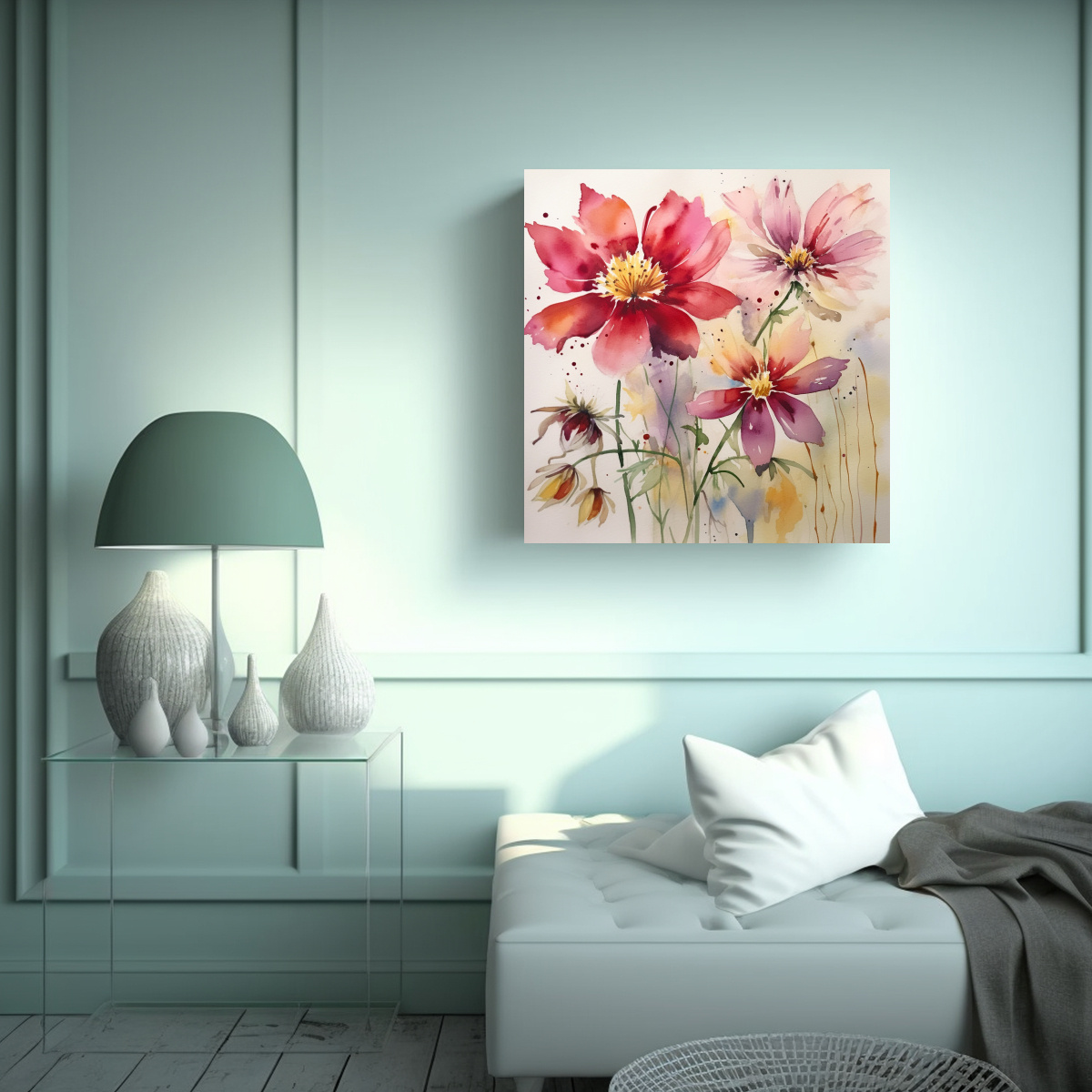 CUADROS DECORATIVOS DE FLORES ACUARELA EN 30X30 CM - 2