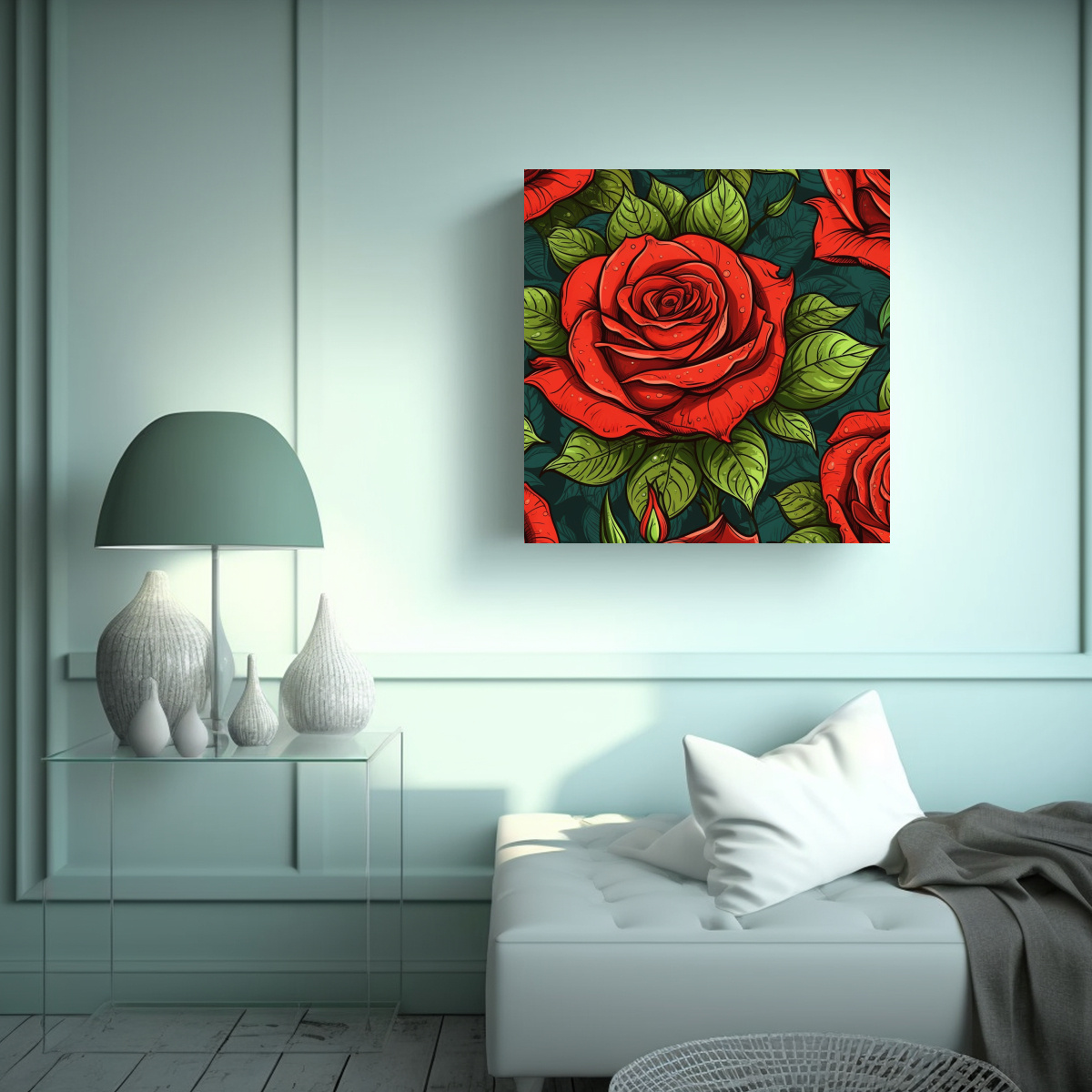 EXPRESIÓN DE PODER: PATRÓN DETALLADO DE ROSA 70X70 CM - 2