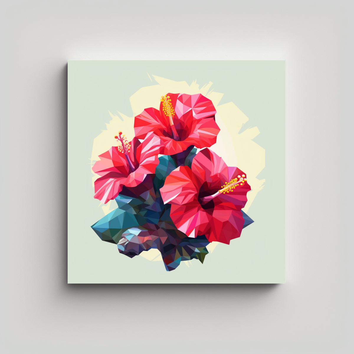 ILUSTRACIÓN CONTRASTE DE HIBISCUS EN VECTOR LOW 90X90 CM - 1