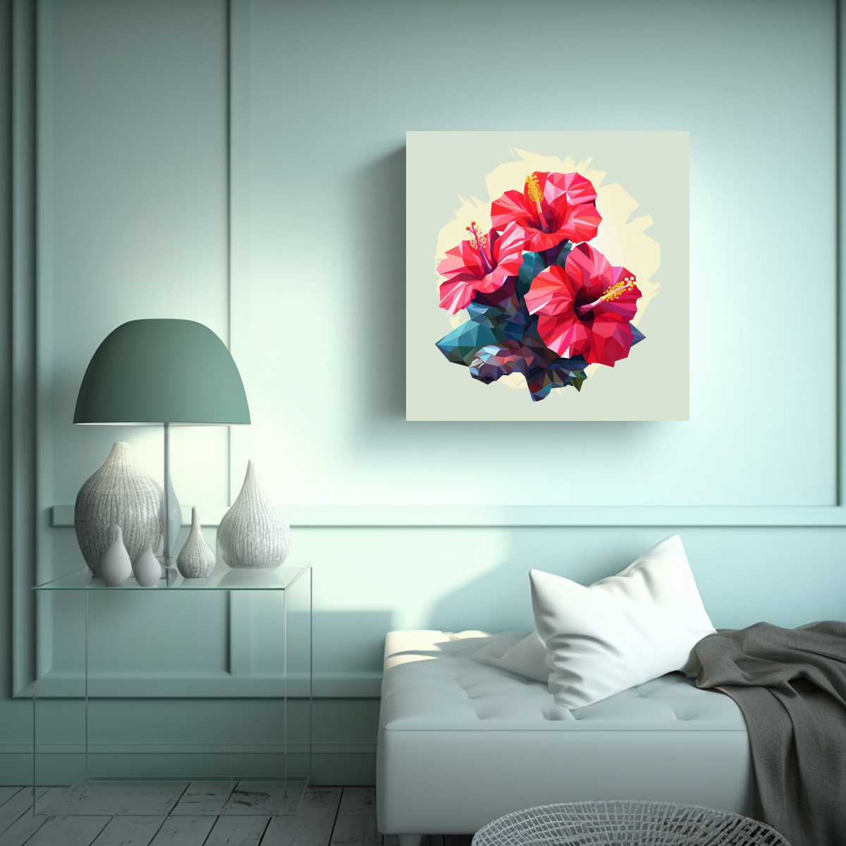 ILUSTRACIÓN CONTRASTE DE HIBISCUS EN VECTOR LOW 90X90 CM - 2