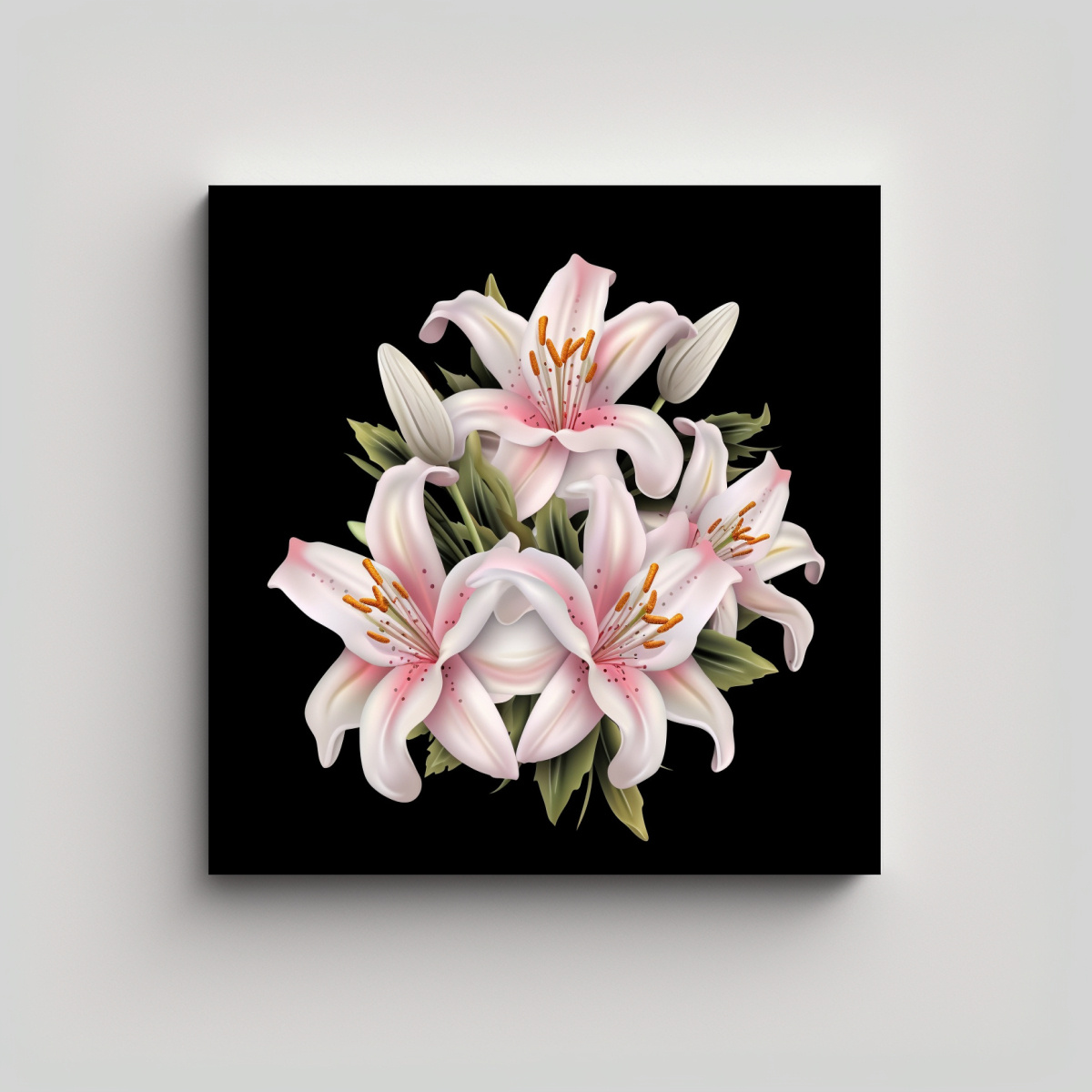 LINDA OBRA DE ARTE 3D: LIRIOS BLANCOS Y ROSADOS 70X70 CM - 1