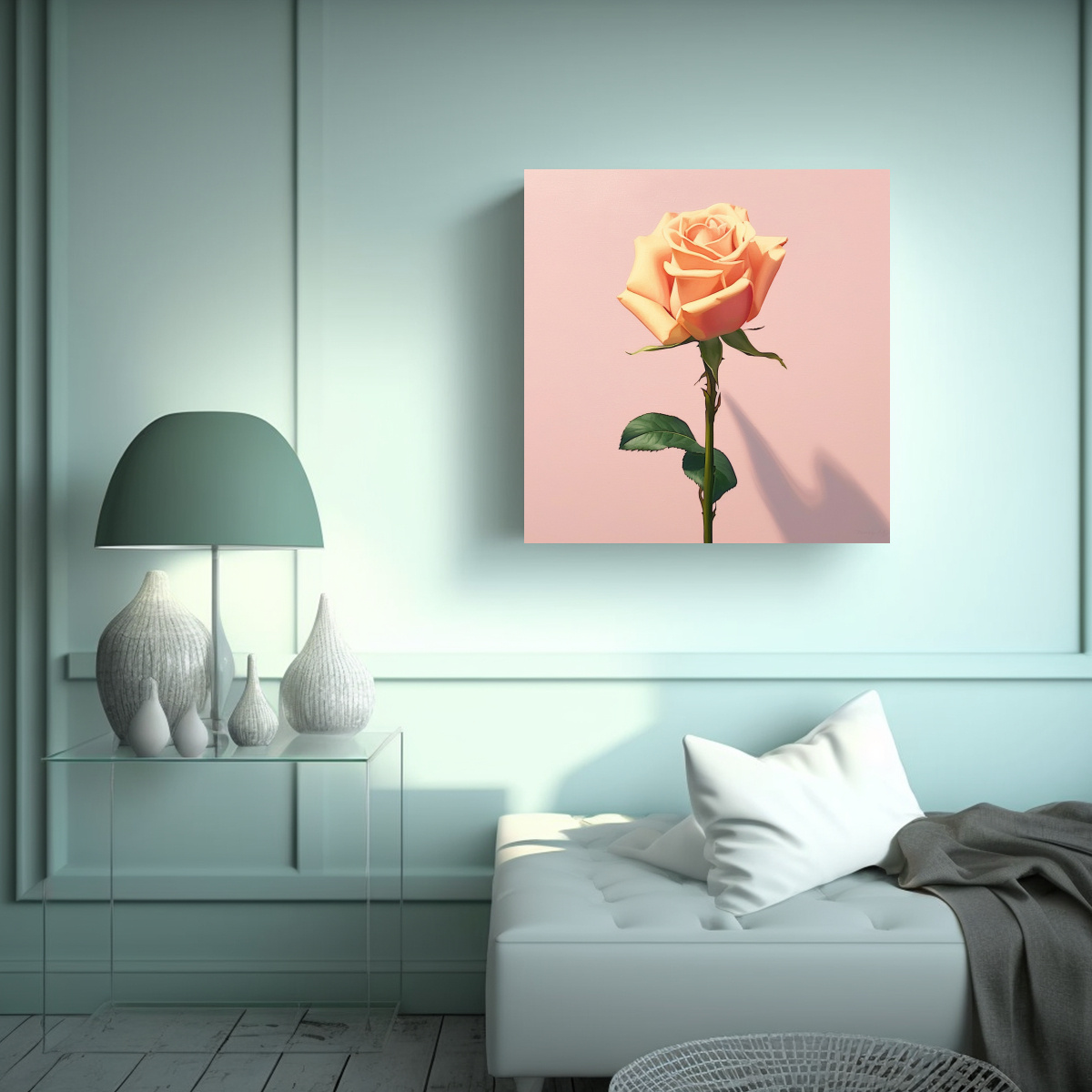 CUADRO DE ROSA ROSA: DISEÑO ORIGINAL Y SIMPLE - 50X50 CM - 2