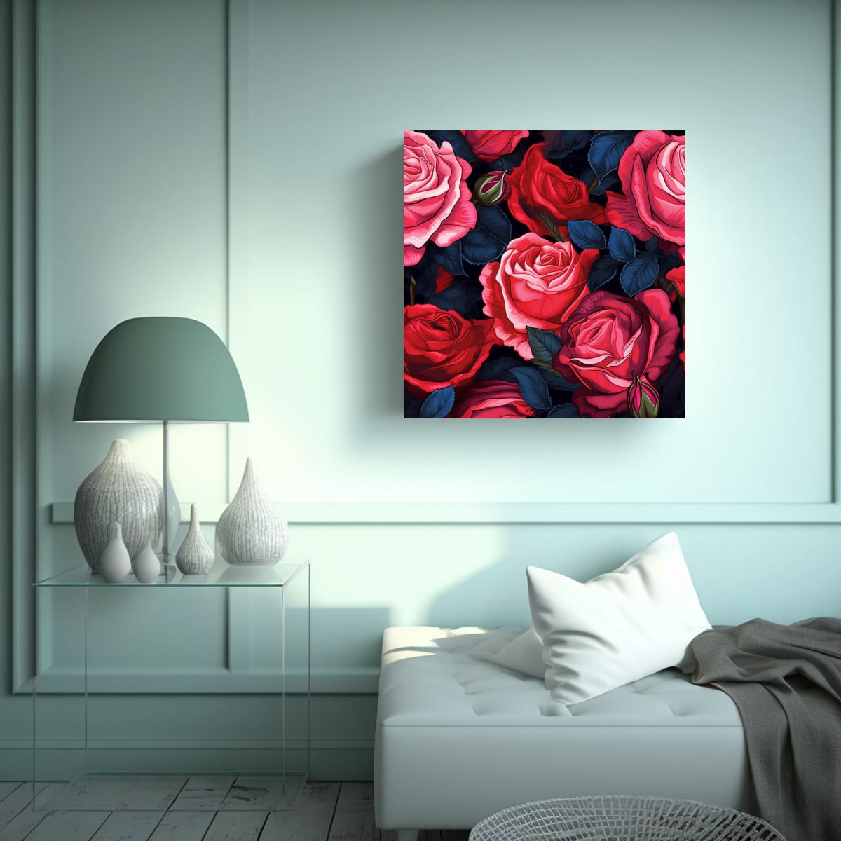 CUADROS DECORATIVOS MODERNOS: ROSAS GRANDES Y 40X40 CM - 2