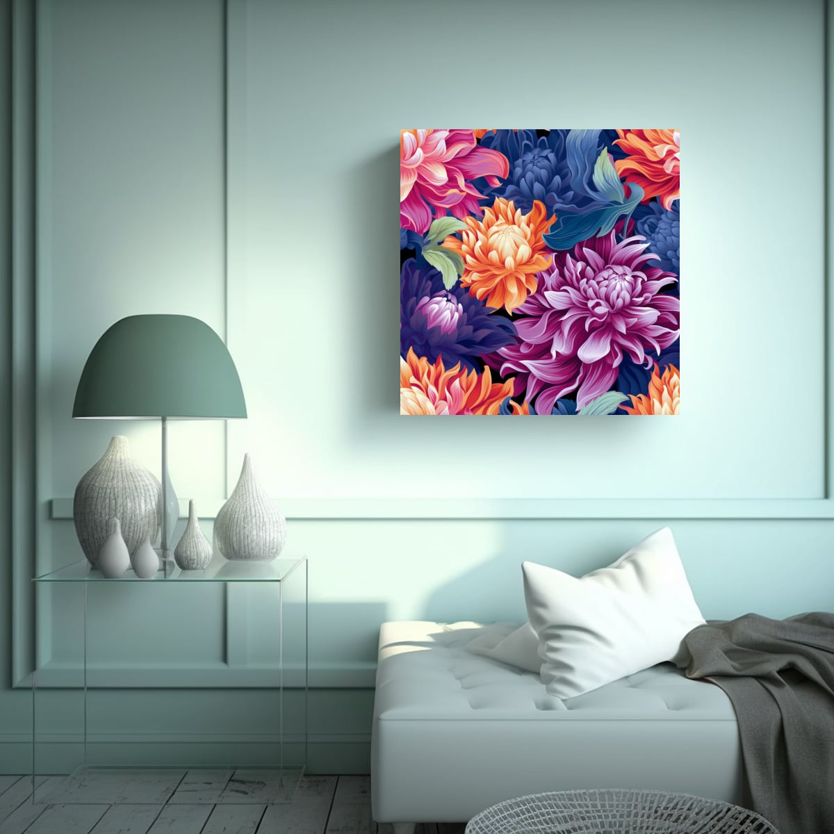 CUADRO DECORATIVO DE FLORES HERMOSAS E 90X90 CM - 2