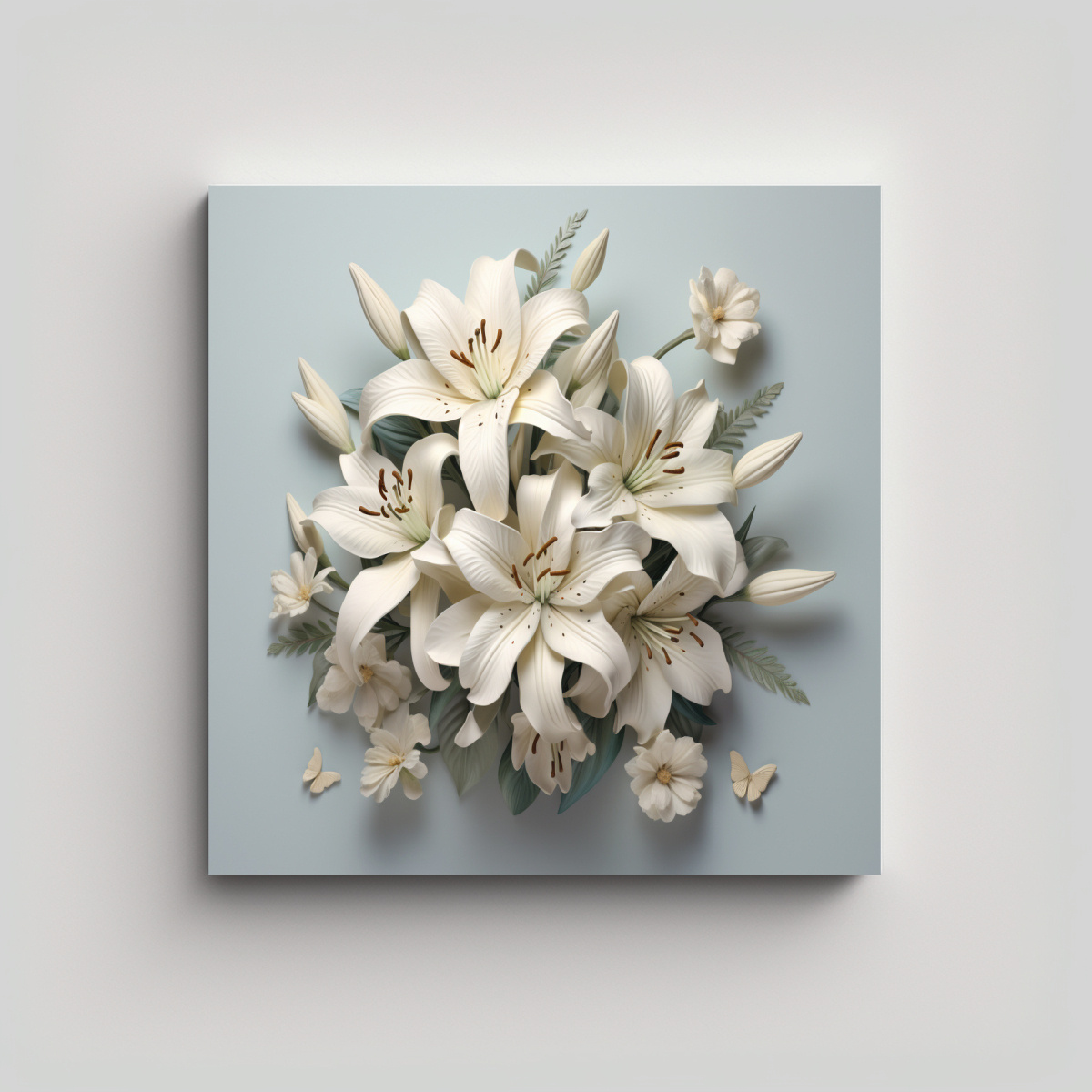 ADORNO INTENSO: CUADRO 3D DE LIRIOS BLANCOS EN 30X30 CM - 1