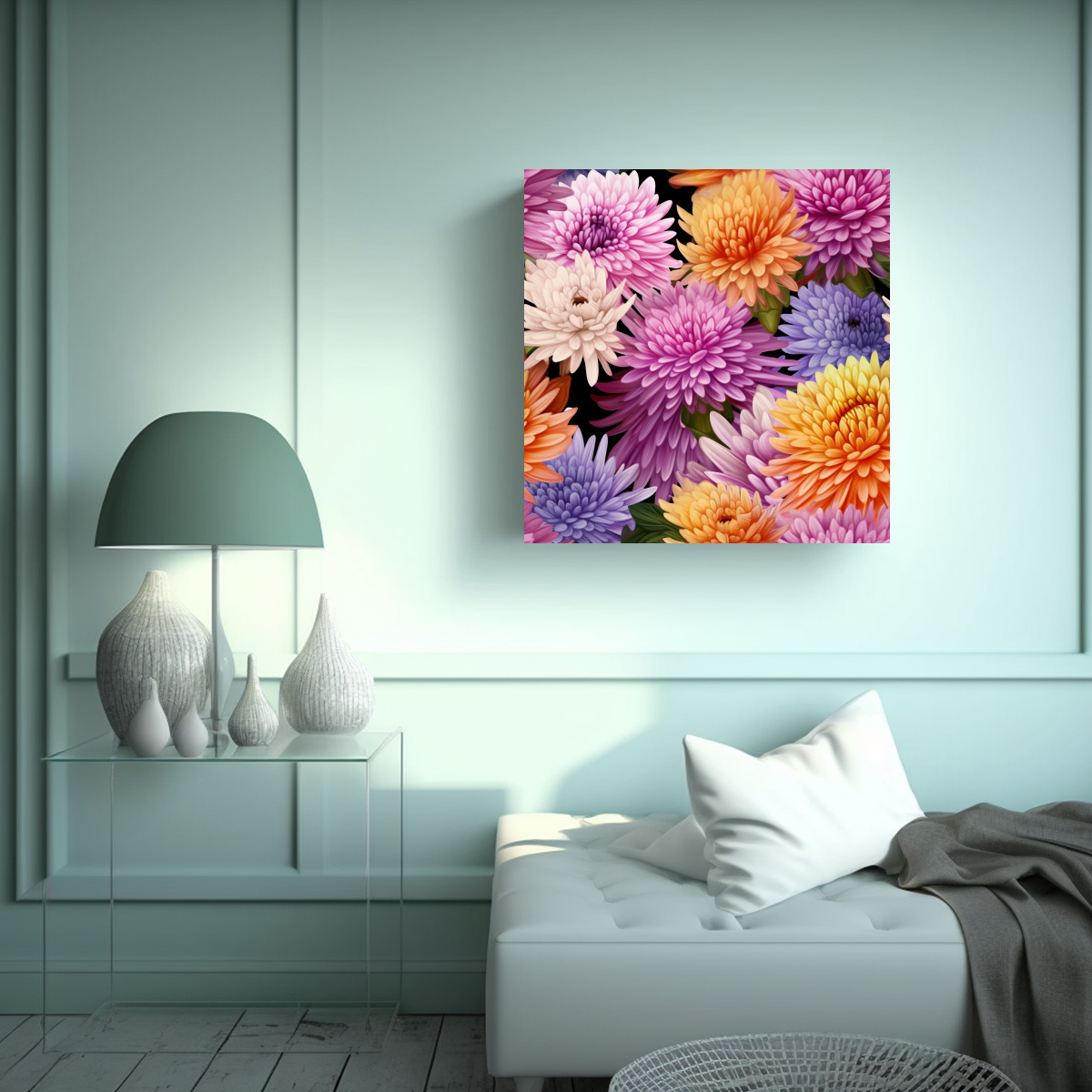 CUADRO DE INTERIORES CÁLIDOS CON HERMOSAS FLORES 50X50 CM - 2
