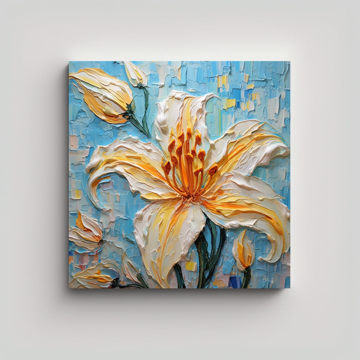 CUADRO CLÁSICO DE LIRIO COLORIDO CON PIGMENTO 90X90 CM - 1