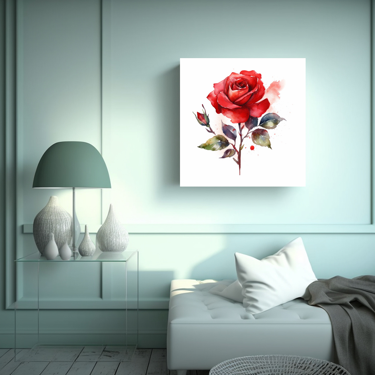 BASTIDOR CON PATRÓN INTENSO DE ROSA ROJA EN 90X90 CM - 2