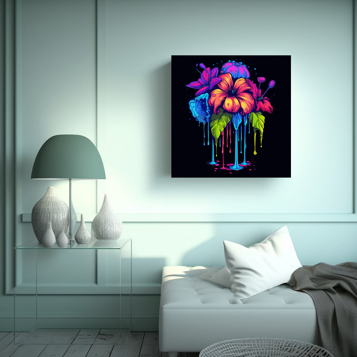 DISEÑO NEON SYNTHWAVE: LIENZO DE SALÓN Y 30X30 CM - 2
