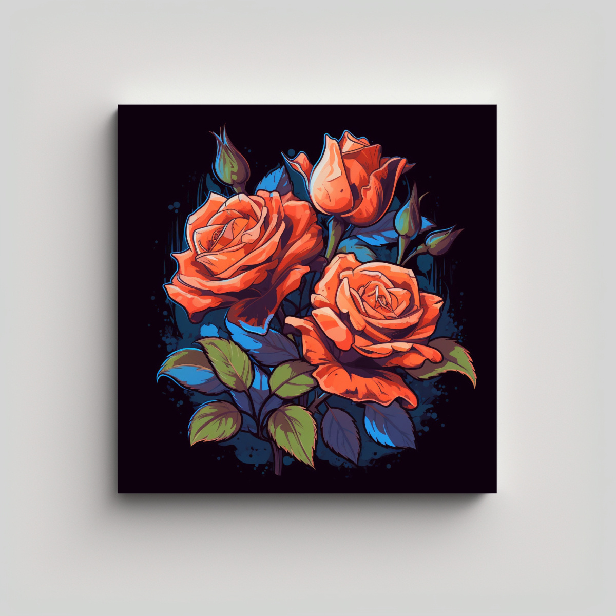 ILUSTRACIÓN VIBRANTE DE ROSA EN ARTE 40X40 CM - 1