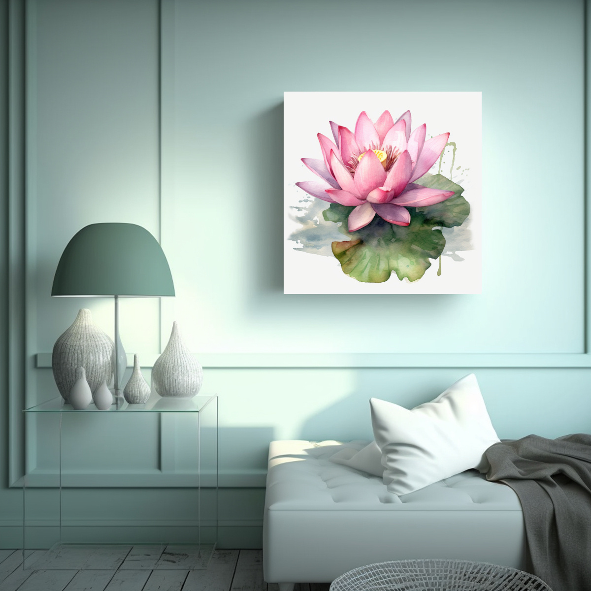 CUADRO ORIGINAL TELA EN BASTIDOR: LOTO ROSA 80X80 CM - 2