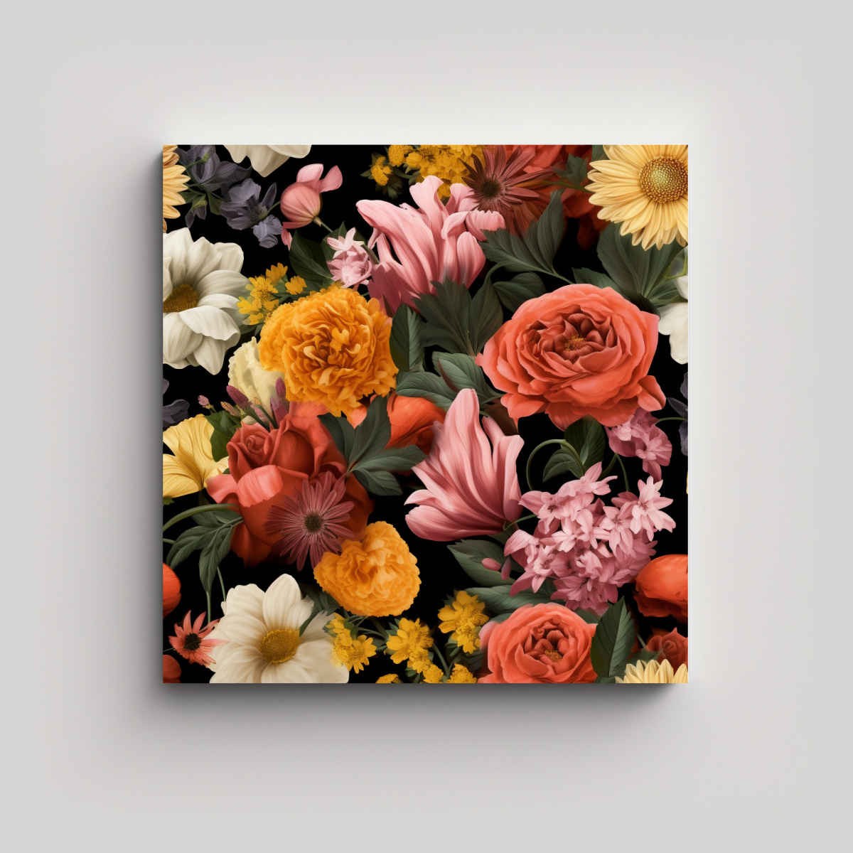 CUADRO REALISTA DE FLORES: EXPRESIÓN IMPACTANTE 20X20 CM - 1