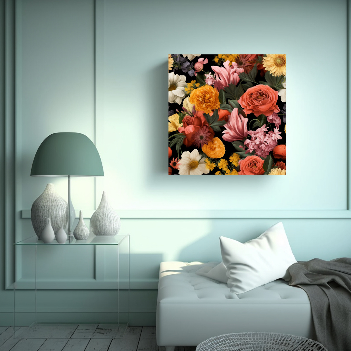 CUADRO REALISTA DE FLORES: EXPRESIÓN IMPACTANTE 20X20 CM - 2