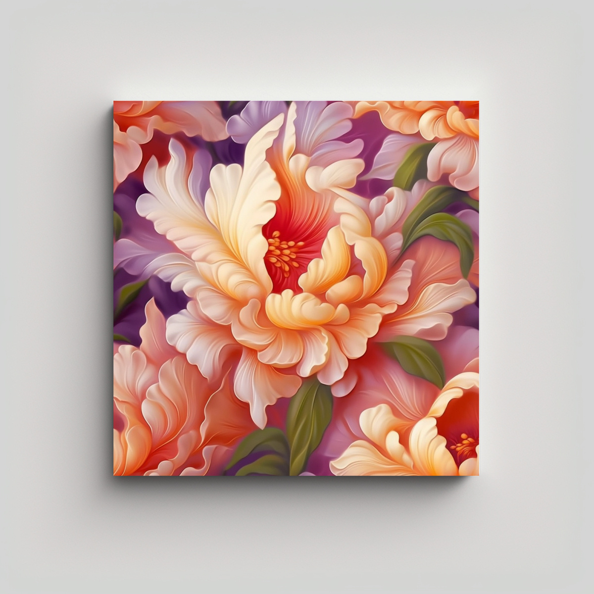 LIENZO REALISTA DE FLORES HERMOSAS EN TONOS 70X70 CM - 1