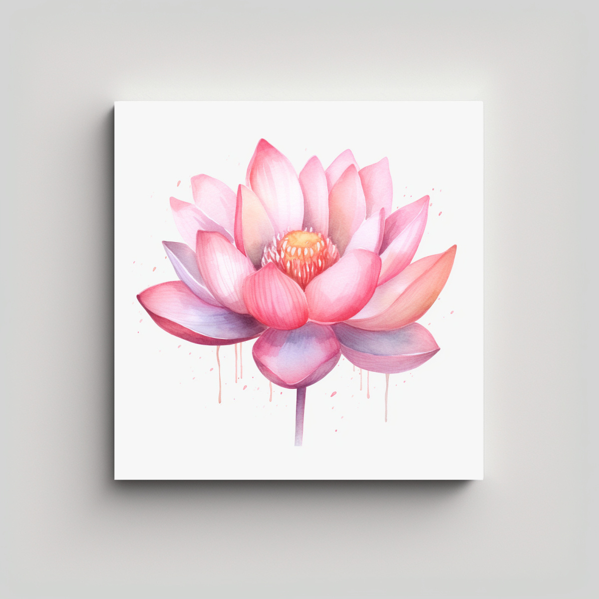 LIENZO DECORATIVO ESTILO ACUARELA: FLOR DE LOTO 100X100 CM - 1
