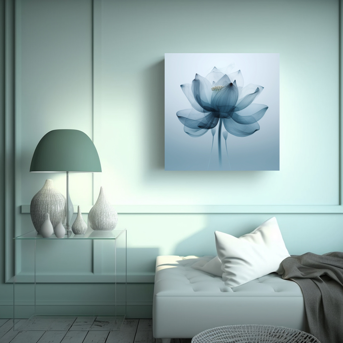 CUADRO DECORATIVO LOTUS X-RAY CON ACUARELA Y 70X70 CM - 2